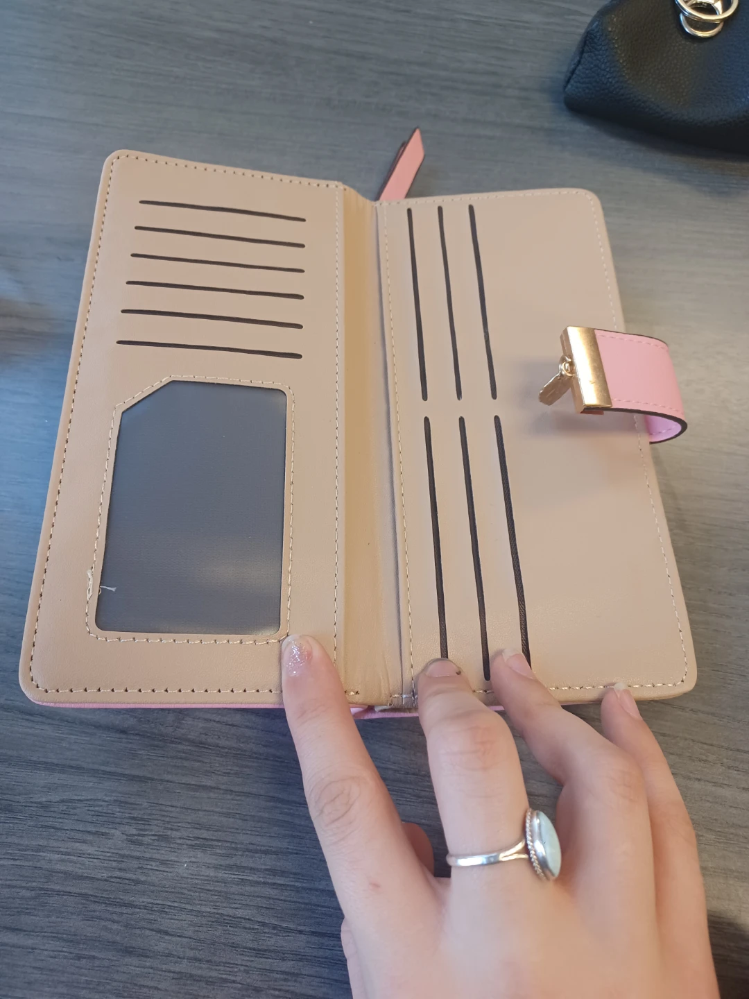 Pink Faux Leather Wallet with Leaf Cut-out Design - photo 3