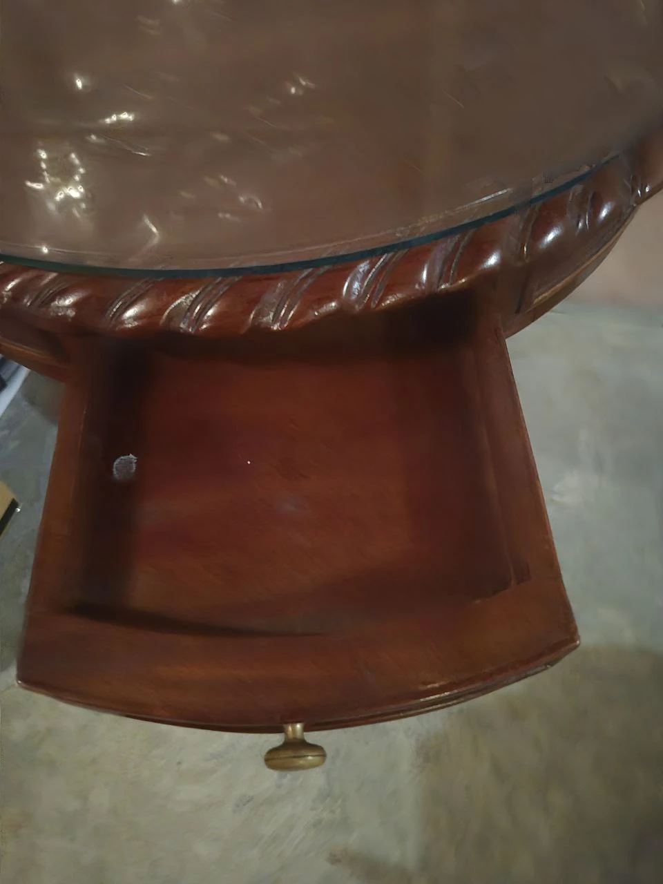 Vintage Wooden Side Table with Glass Top - photo 4