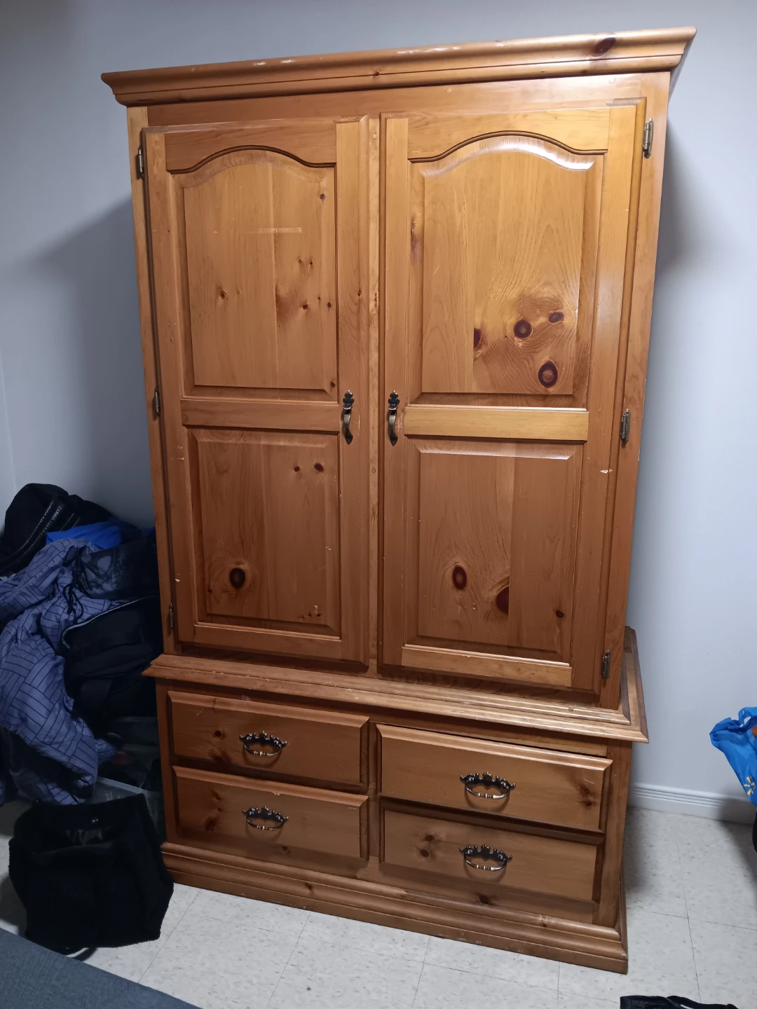 Solid Wood Armoire with Drawers - photo 3
