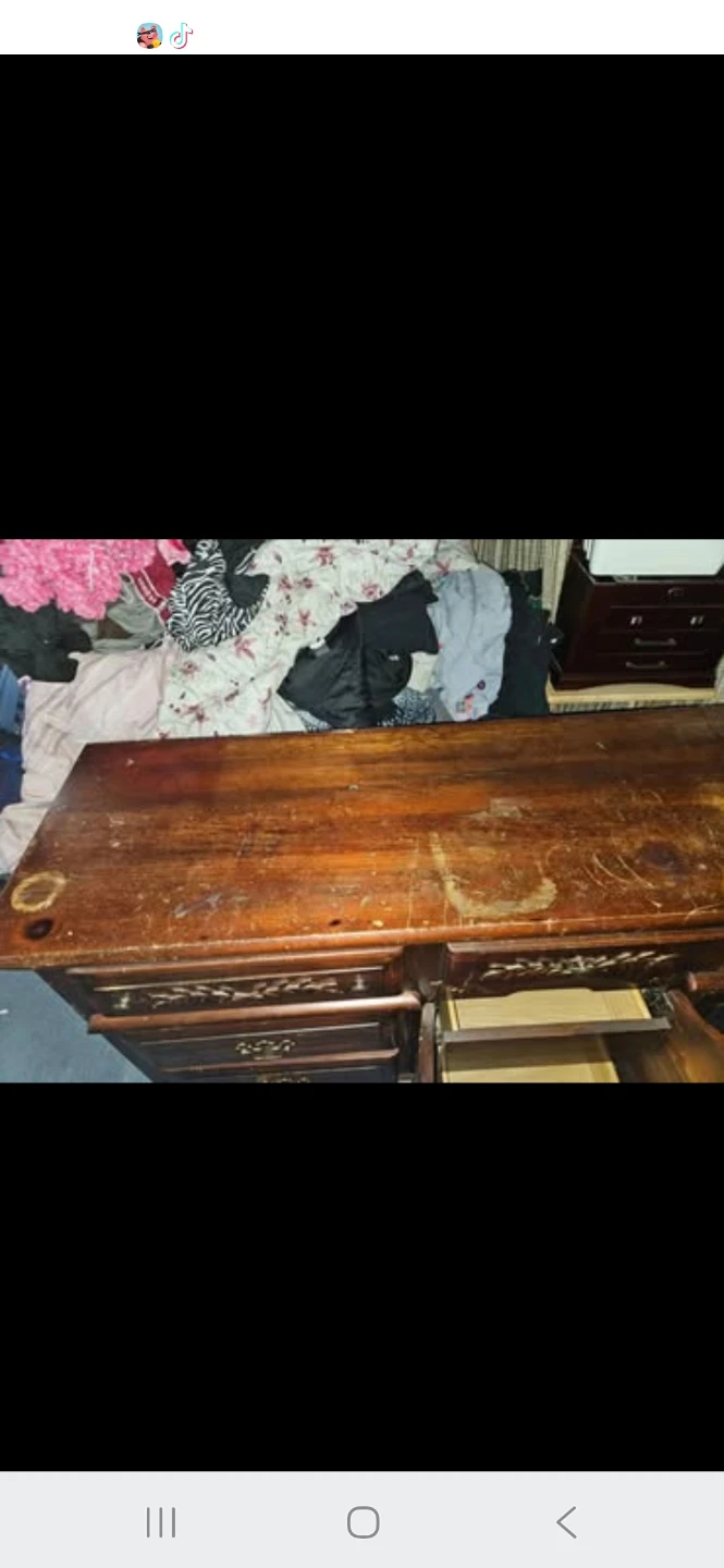 Vintage solid Wood 2pc Dresser with Mirror