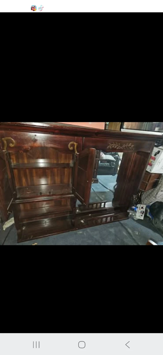 Vintage solid Wood 2pc Dresser with Mirror - photo 2