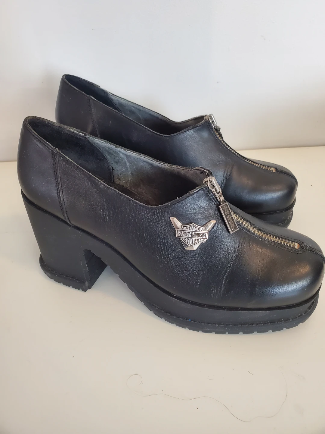 Harley-Davidson Women's Black Leather Zipper Shoes Size 9 - photo 2