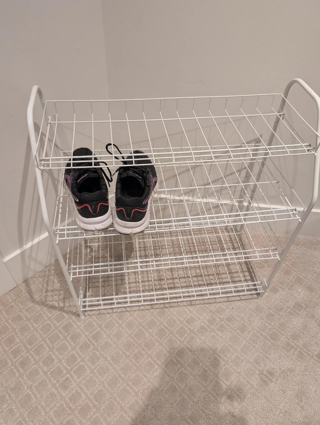 White 3-Tier Wire Shoe Rack - photo 3
