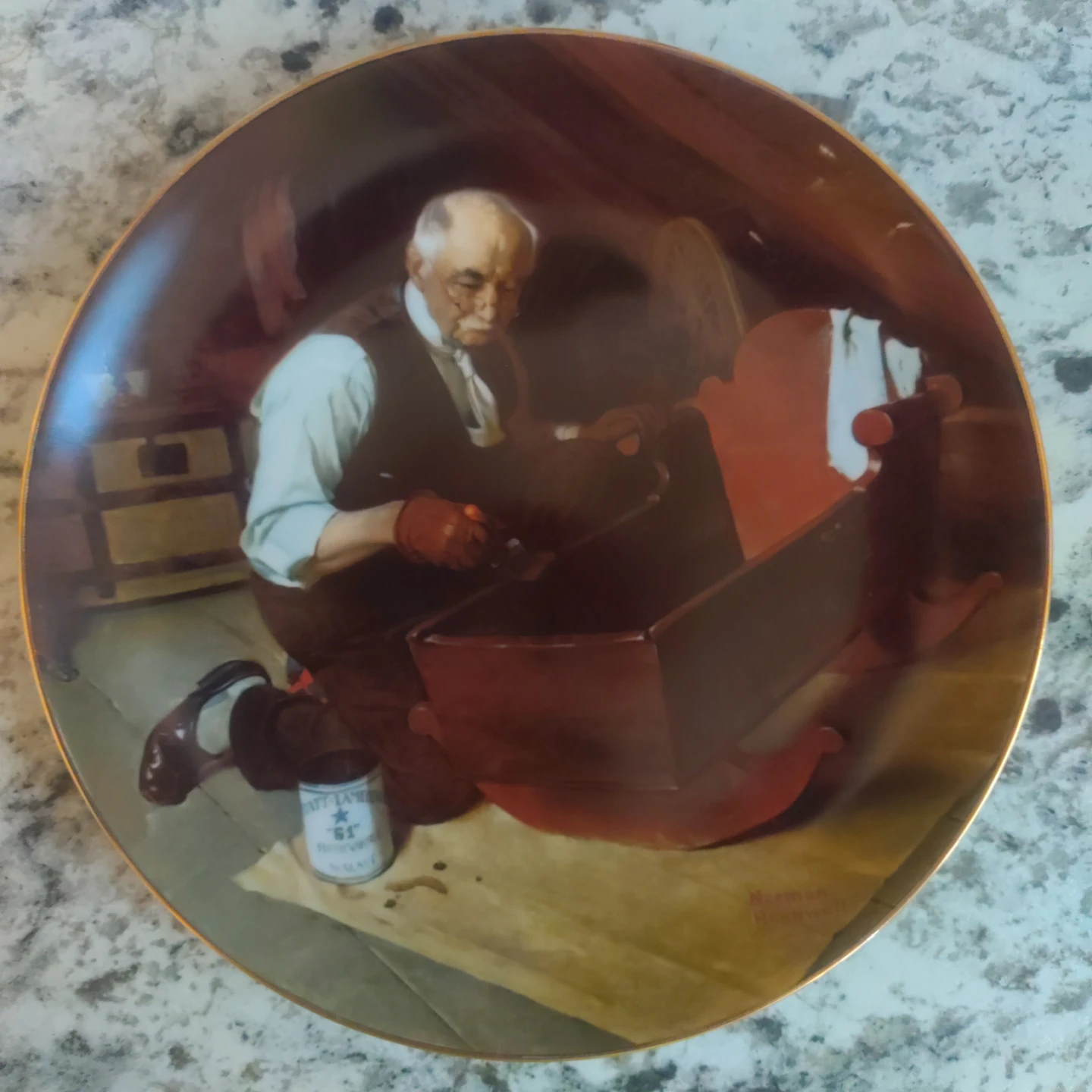 Norman Rockwell "Grandpa's Gift" Collector Plate