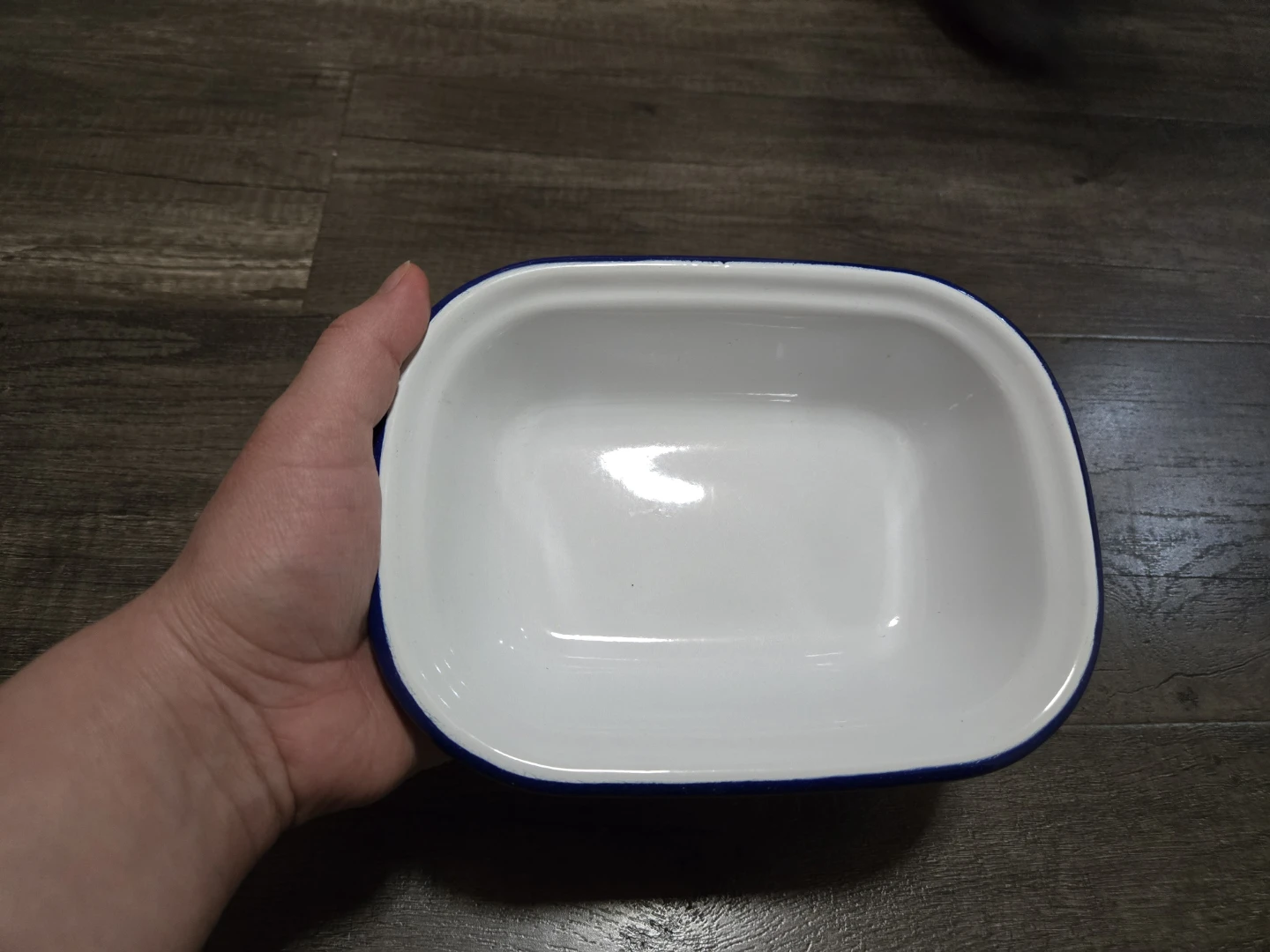 White and Blue Enamelware Dish - photo 4