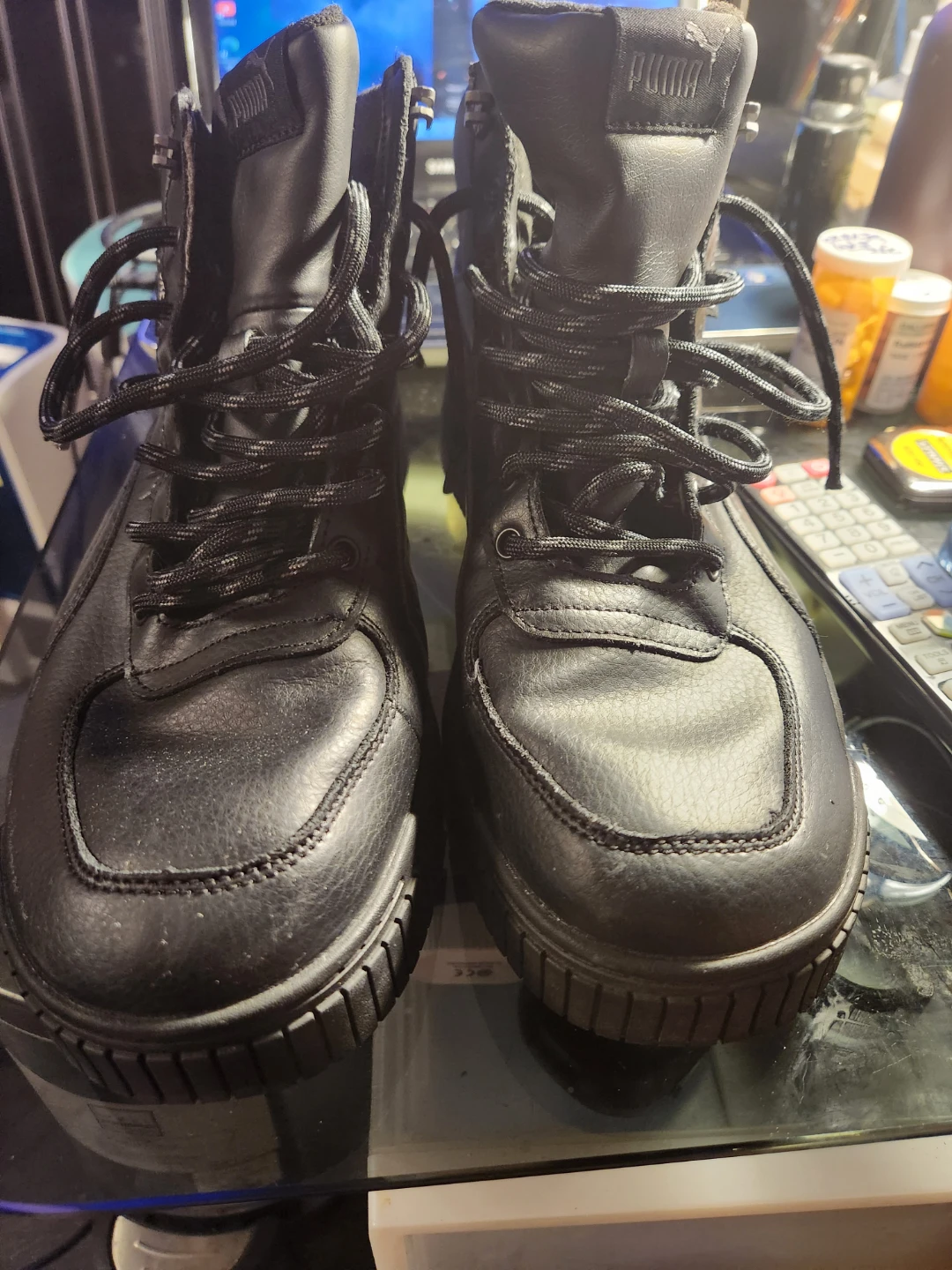 Puma Black Leather High-Top Boots