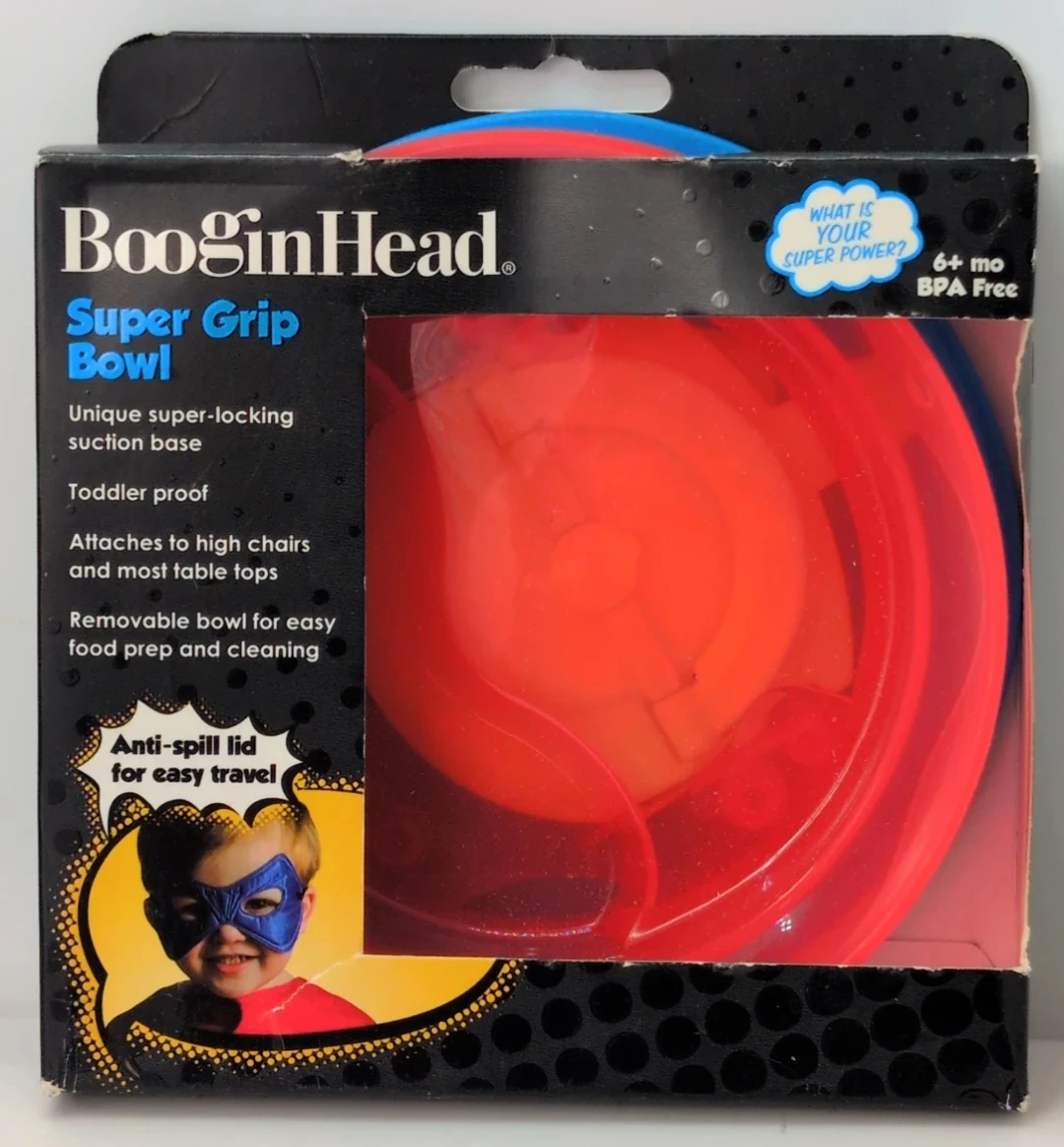 BooginHead Super Grip Bowl with Lid - Red/Orange