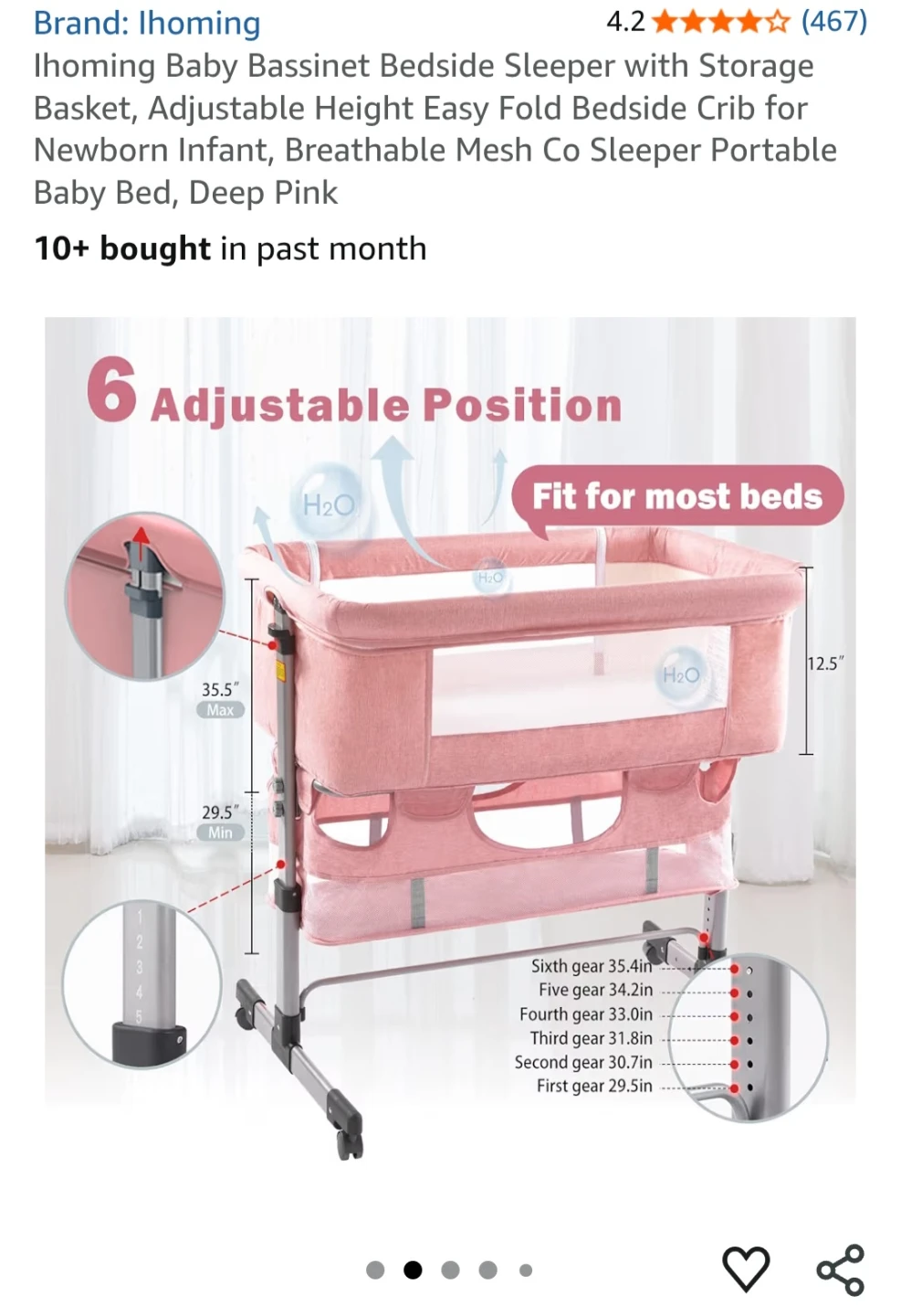 Baby Bassinet Bedside Sleeper - Deep Pink