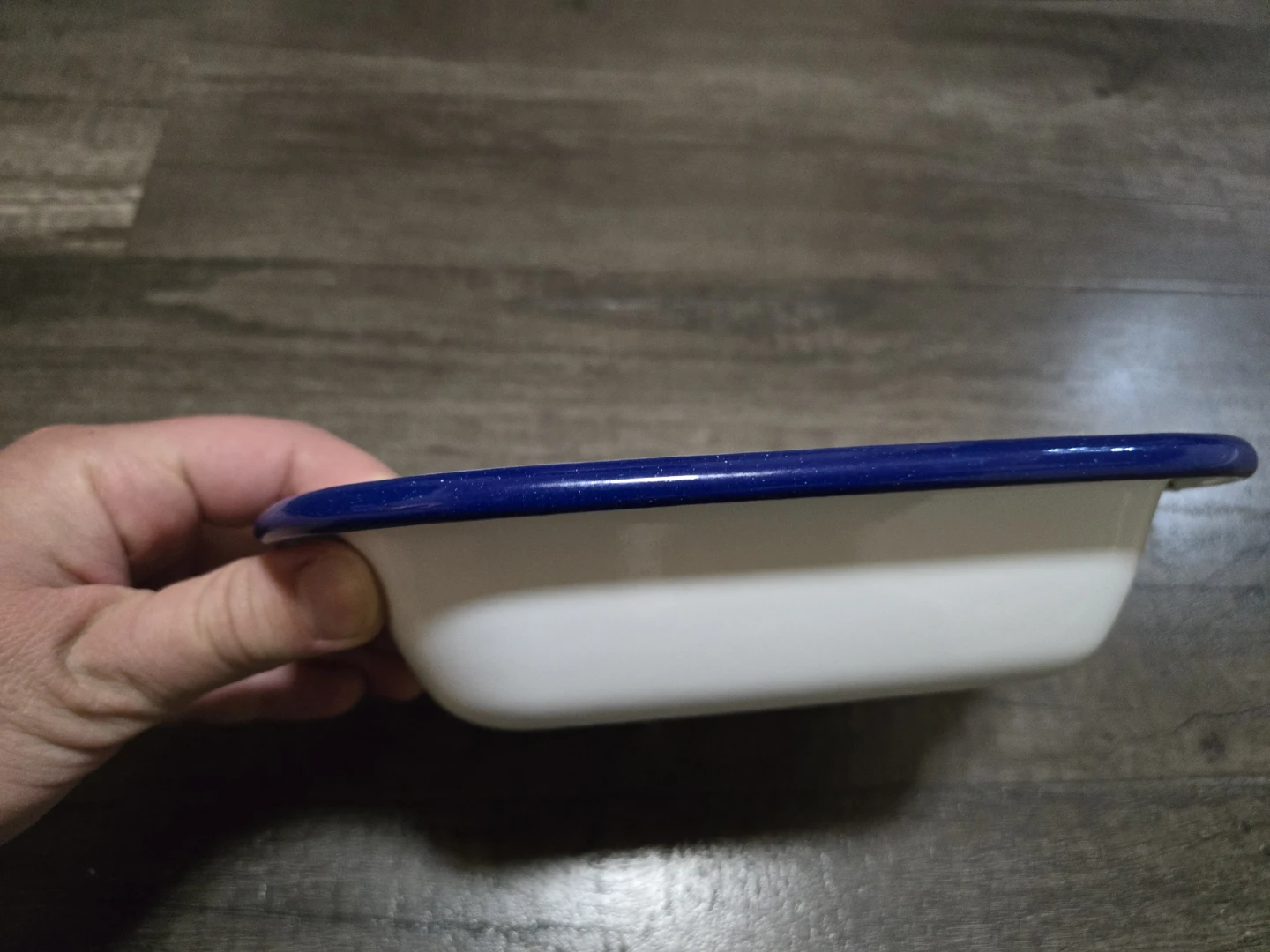 White and Blue Enamelware Dish - photo 2