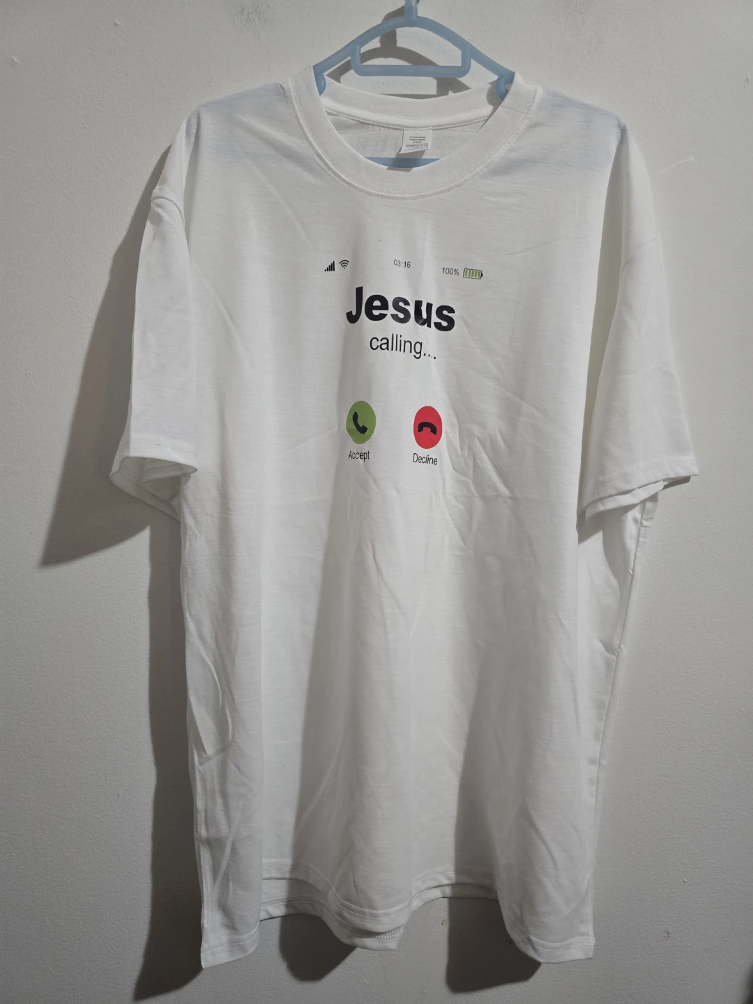 White "Jesus Calling" T-Shirt - Size XL. Unisex
