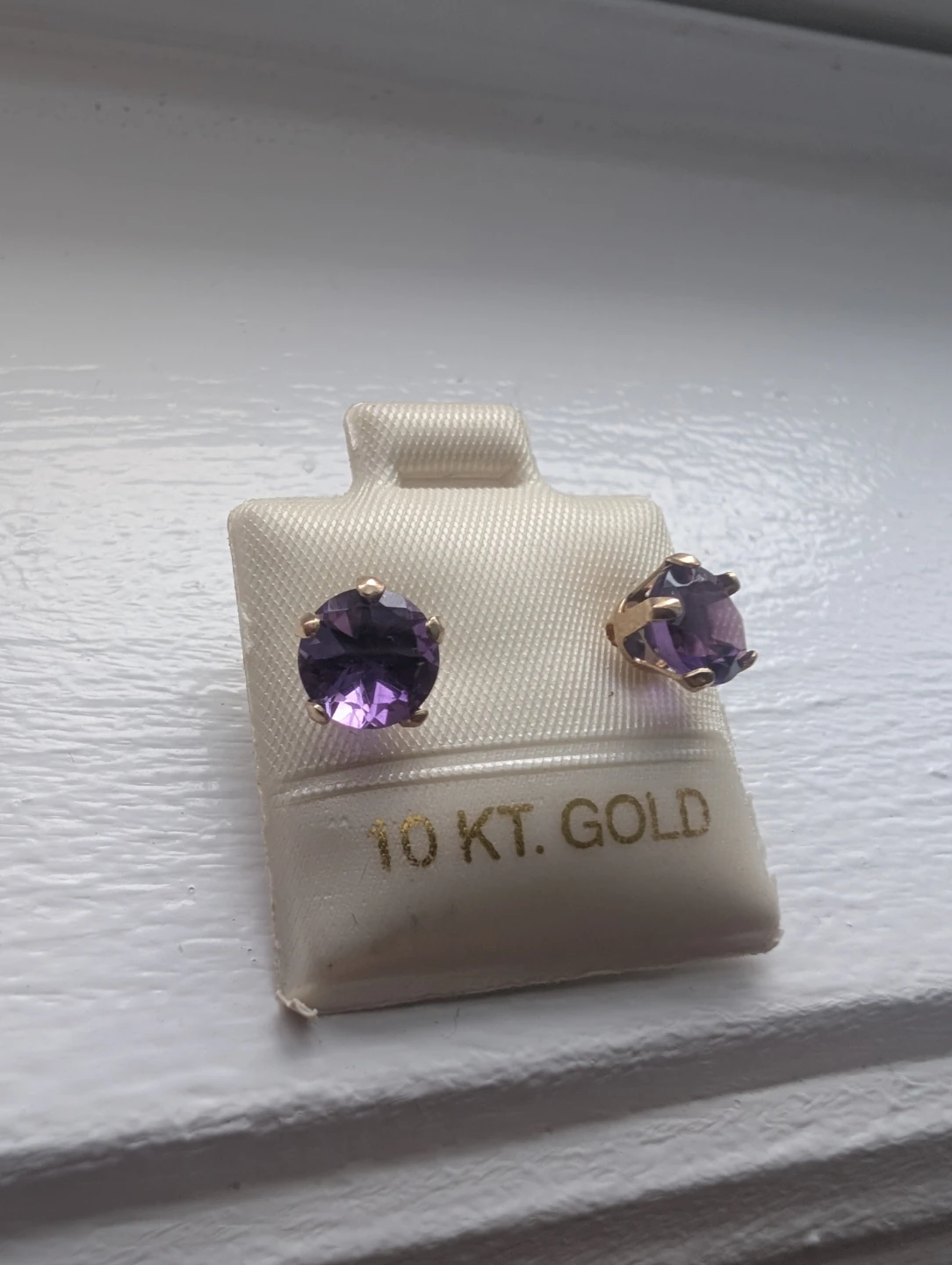 Brand New 10K Yellow Gold Amethyst Earrings For Sale - photo 4