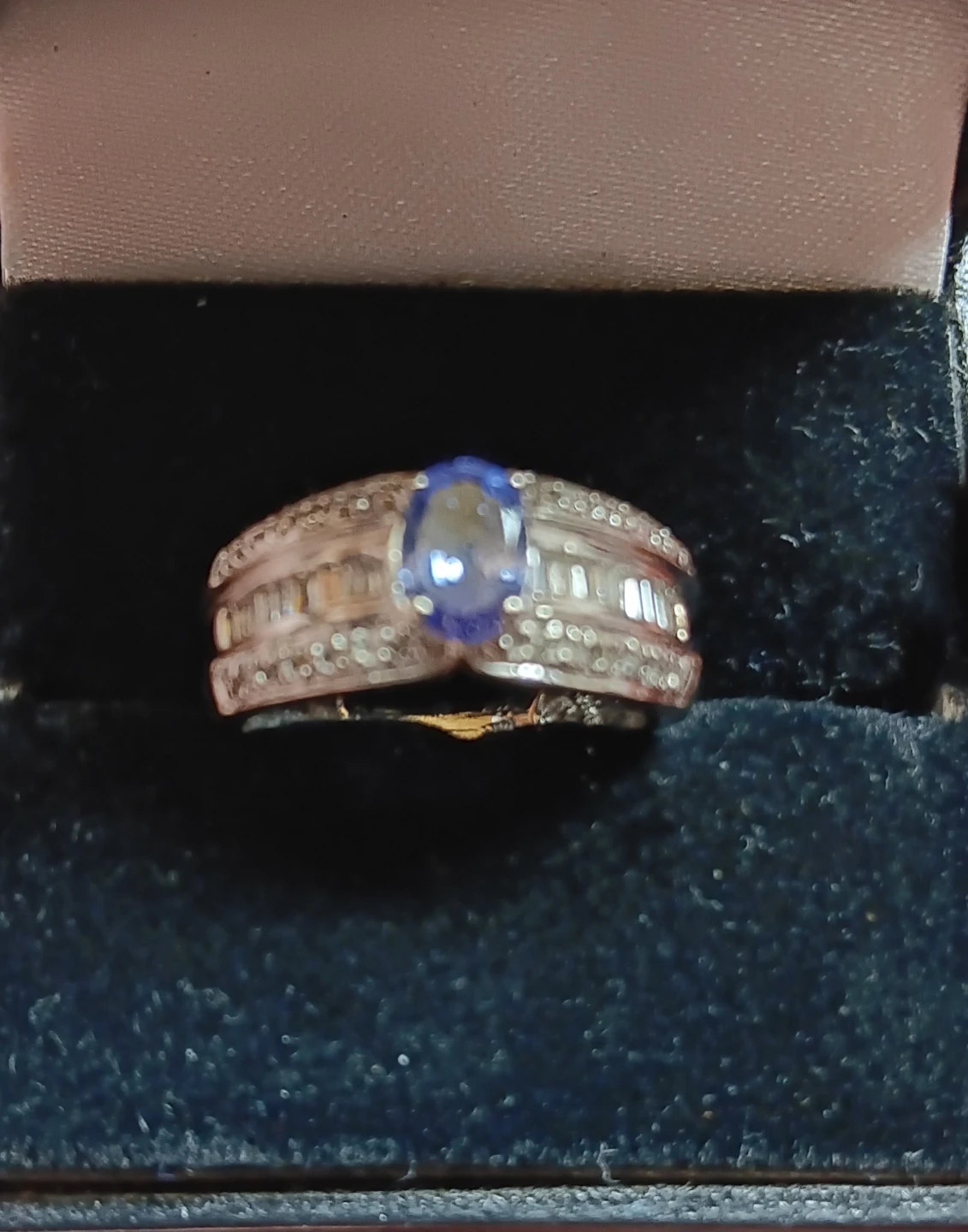 Oval Blue Gemstone and Diamond Ring
