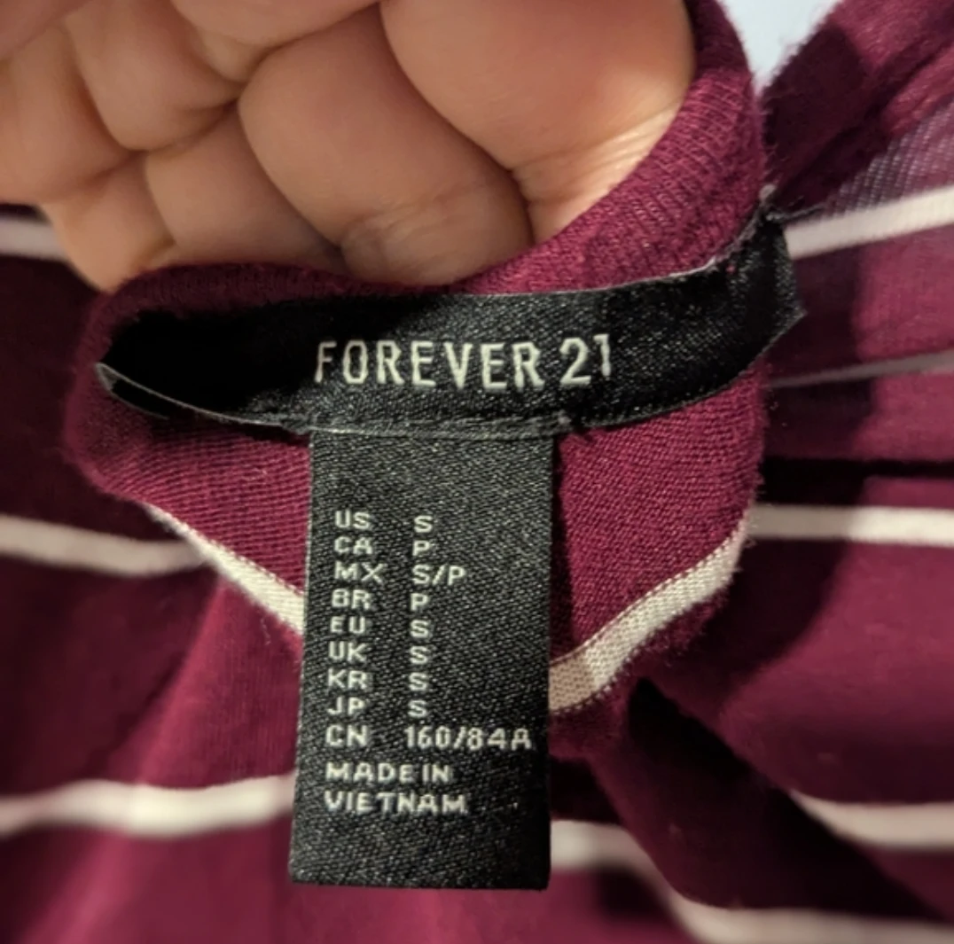 Forever 21 Burgundy Striped Long Sleeve Bodysuit - Size S - photo 4