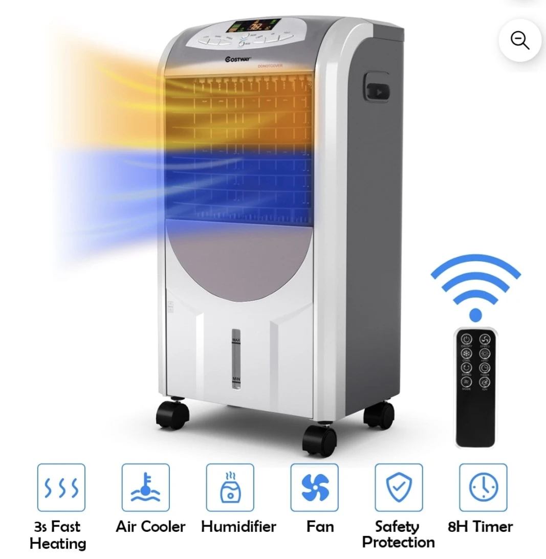 Costway 3-Speed Air Cooler/Heater/Humidifier with Remote - photo 3