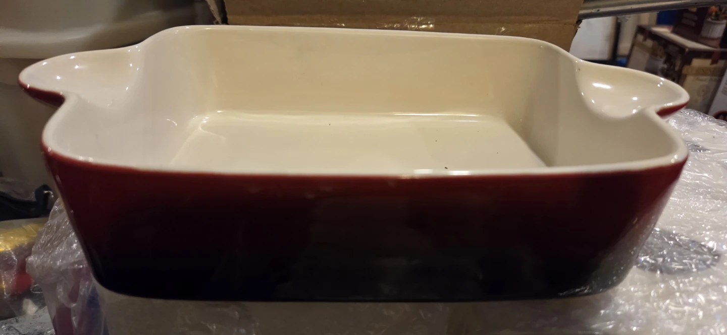 Red and Cream Ceramic Baking Dish