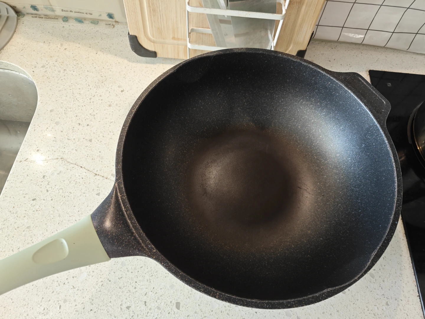 Green Non-Stick Wok with Glass Lid 32CM - photo 2