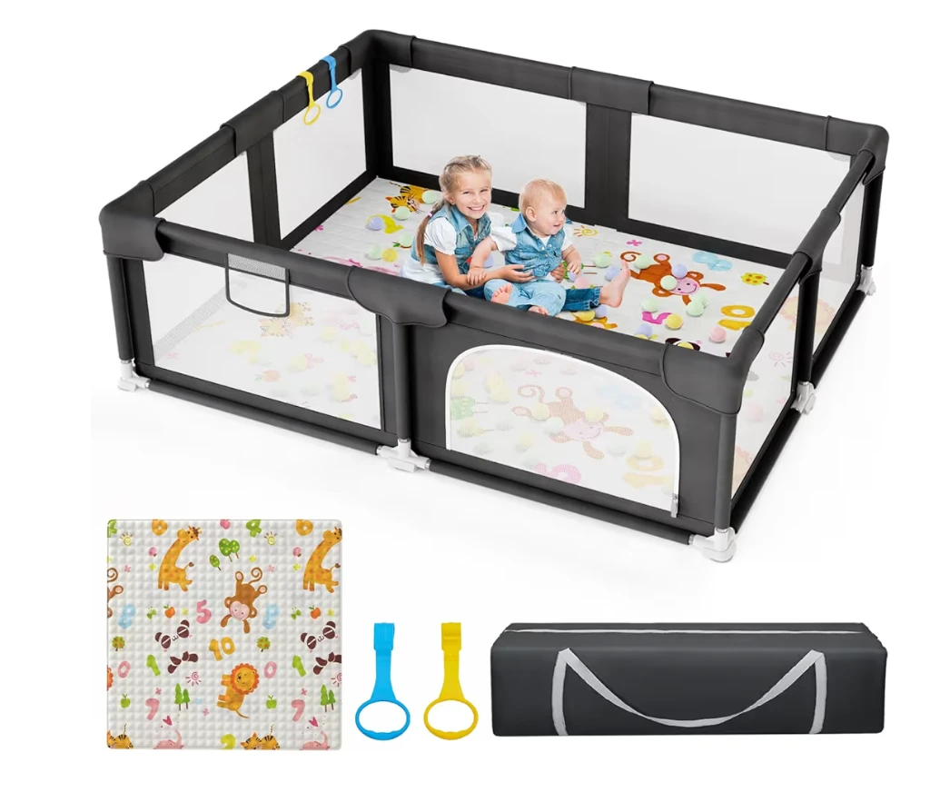 Palopalo Black Baby Playpen with Mat - photo 4
