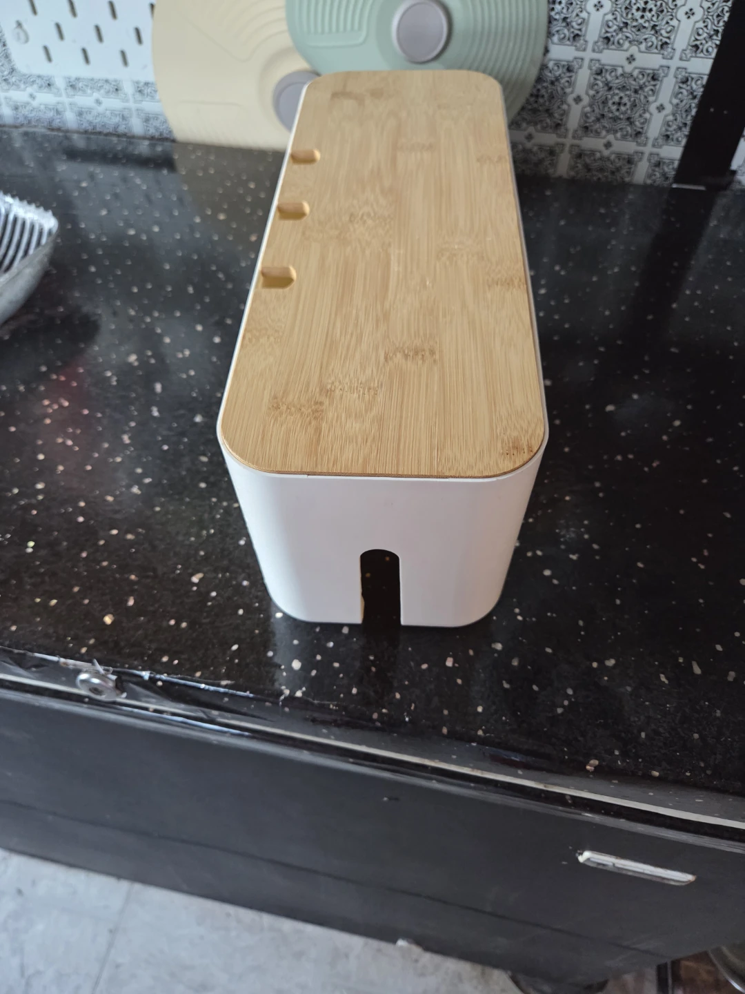 White and Bamboo Cord Organizer Box