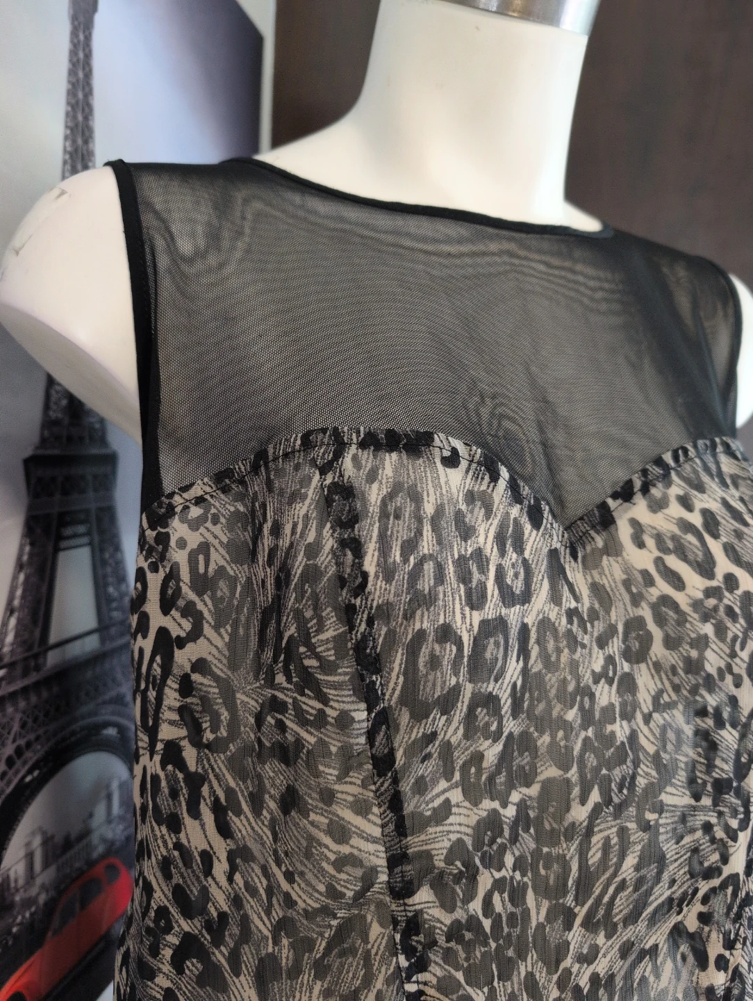 Sheer Mesh Leopard Print Tank Top with Zipper large - photo 2