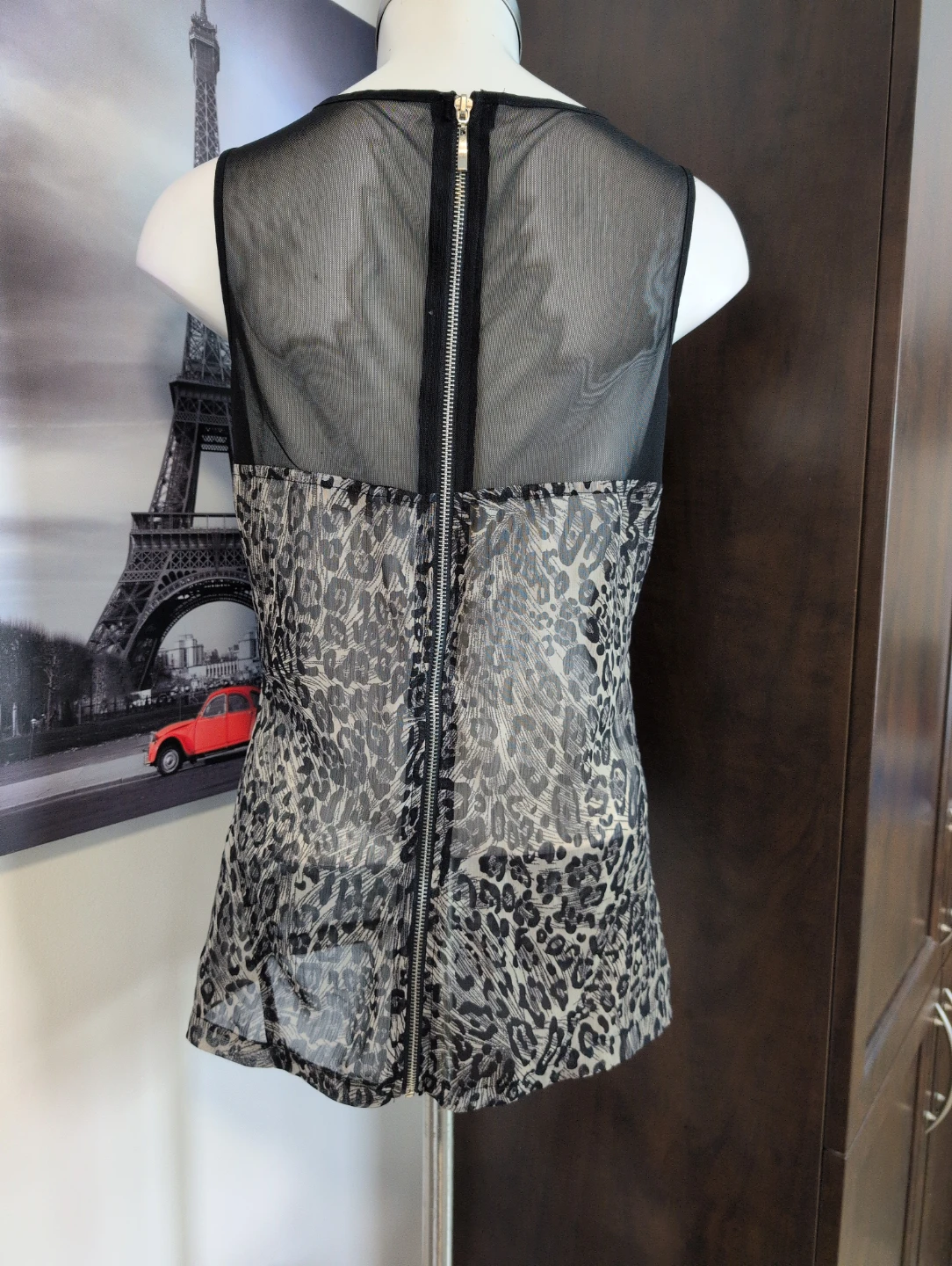 Sheer Mesh Leopard Print Tank Top with Zipper large - photo 3