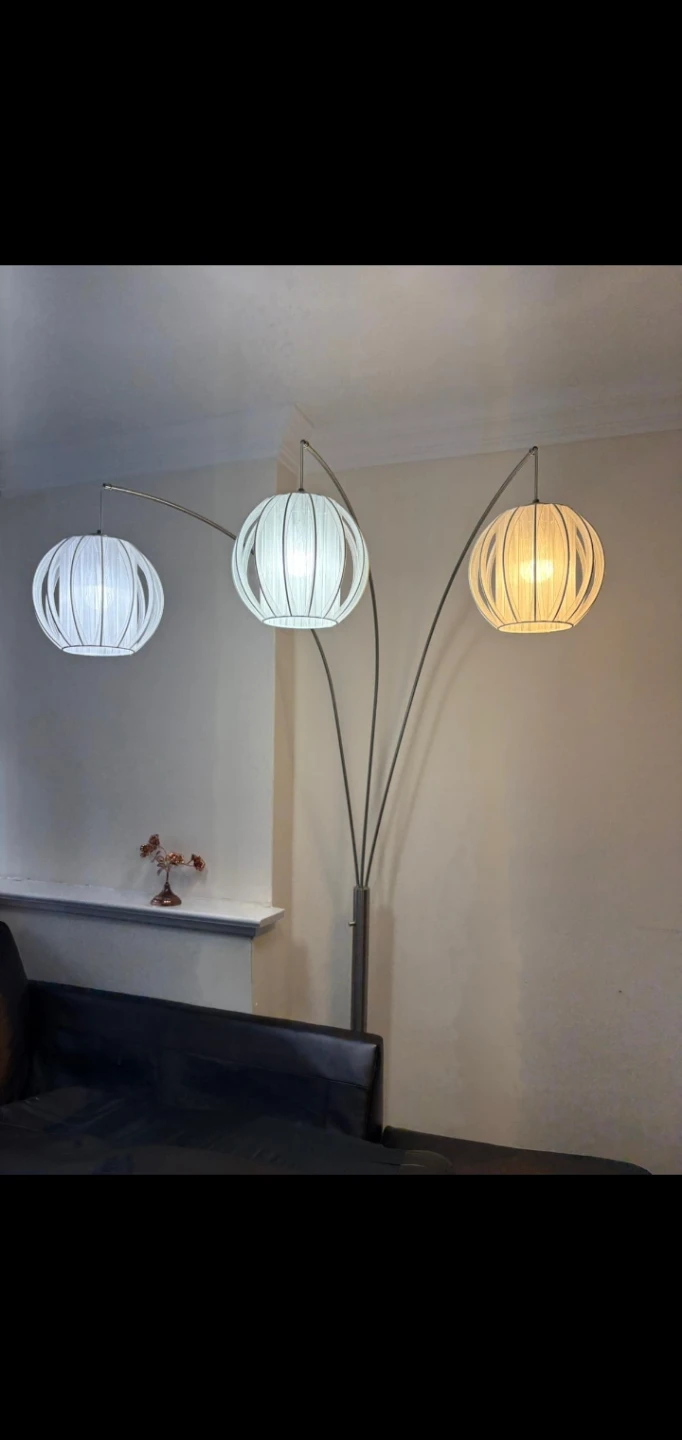87" Brushed Steel 3-Light Arc Floor Lamp