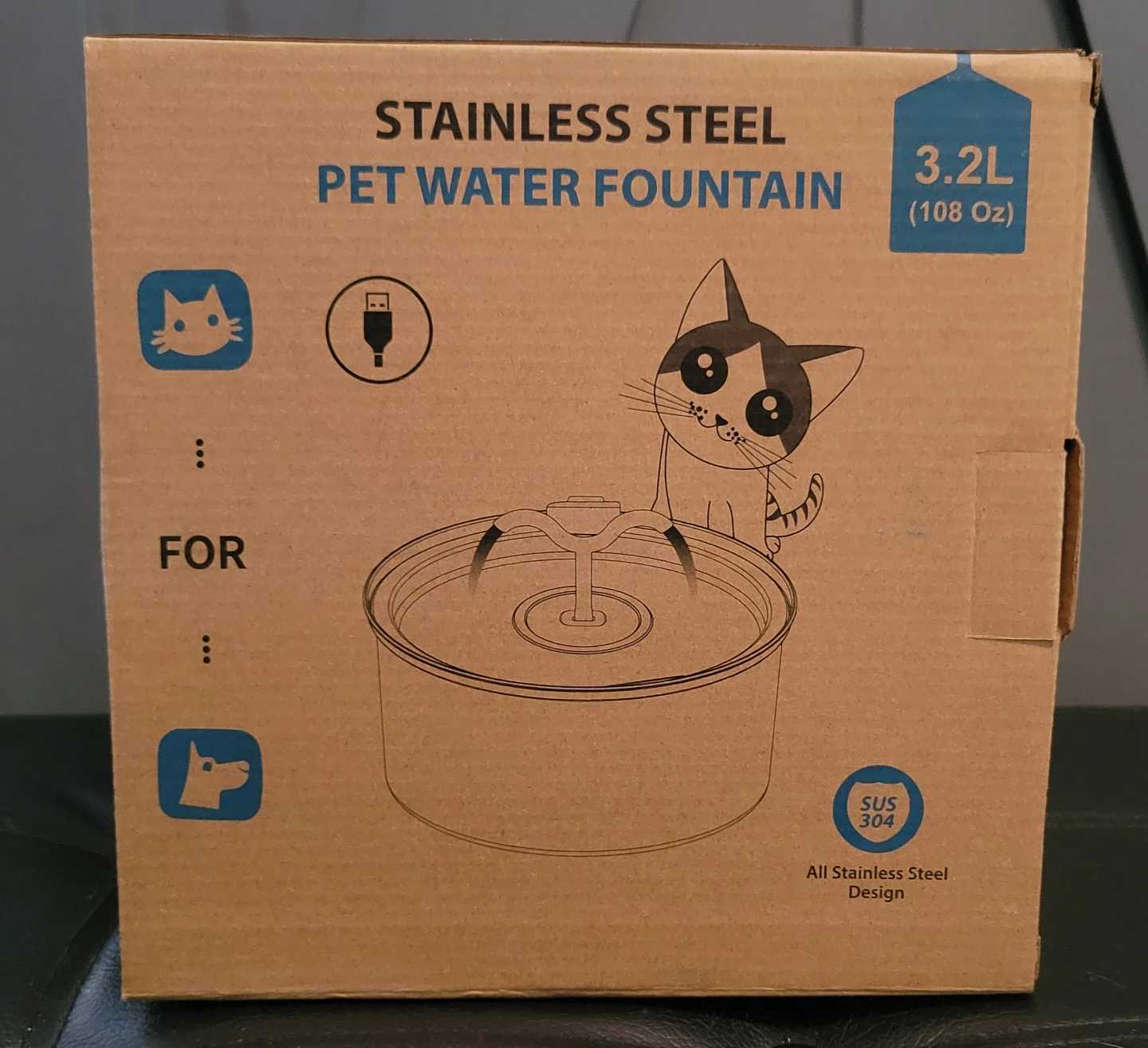 Brand New Stainless Steel Pet Water Fountain - 3.2L⛲