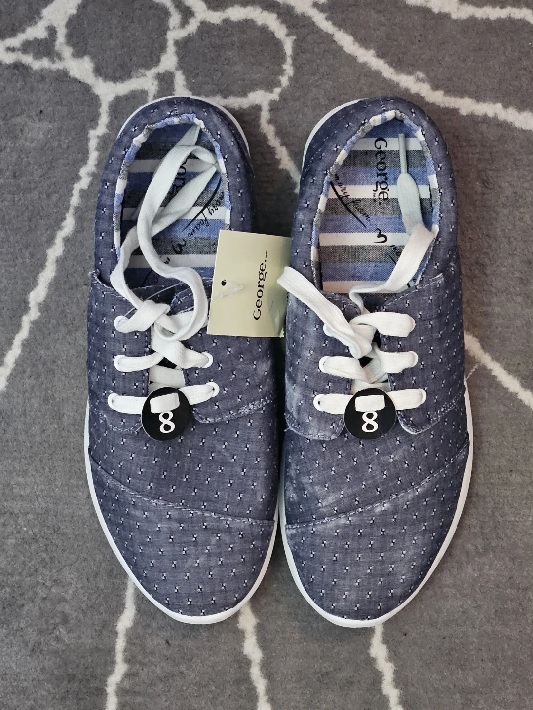 George. Women's Size 8 Blue Ditsy Print Lace-Up Sneakers