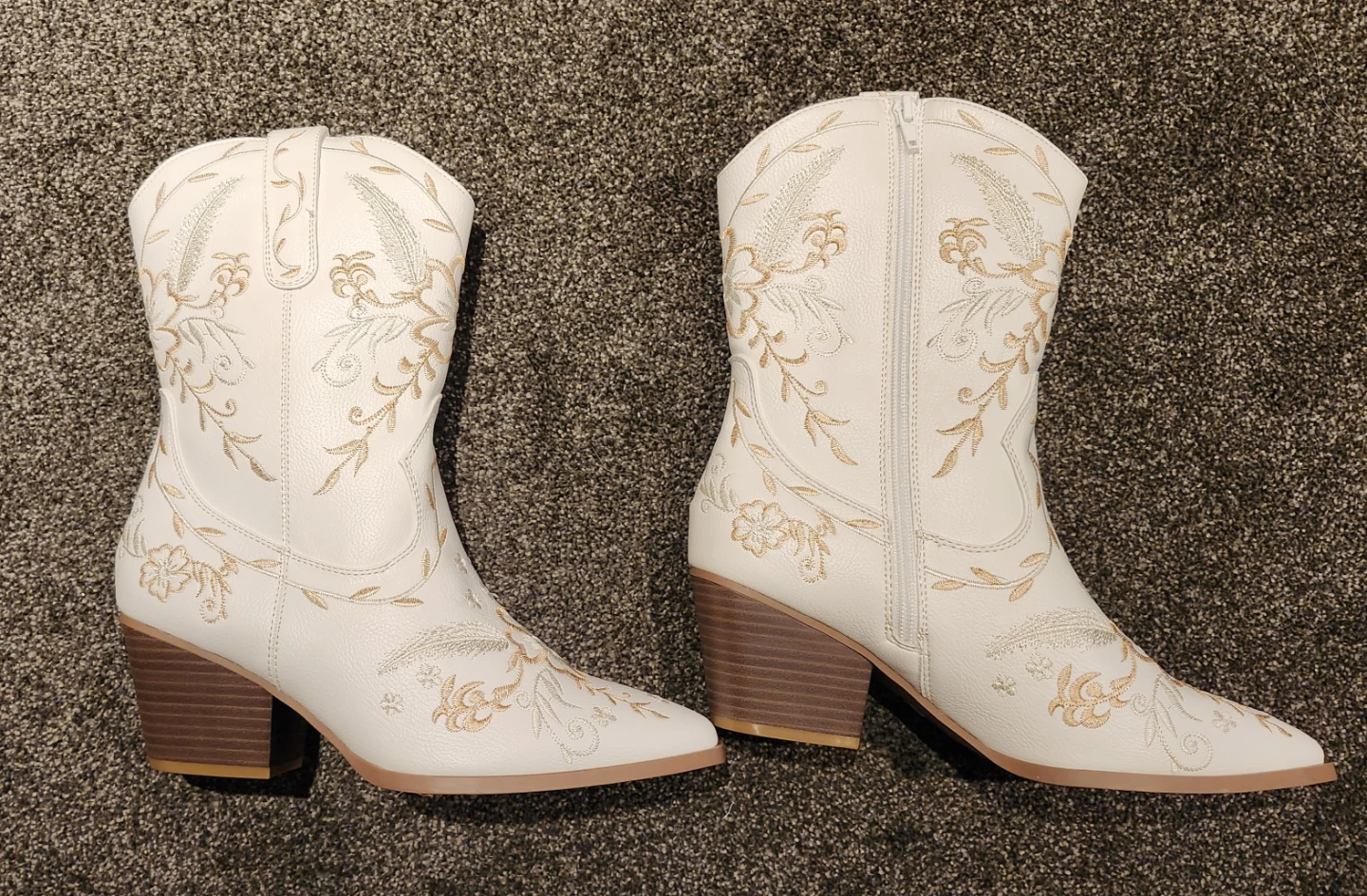 Anjoufemme White Embroidered Cowboy Boots - photo 2