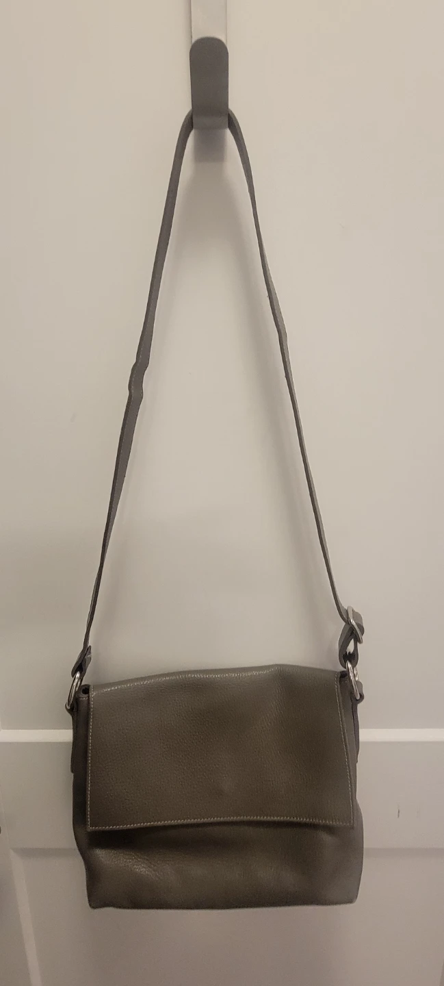 Roots Leather Shoulder Bag - Grey