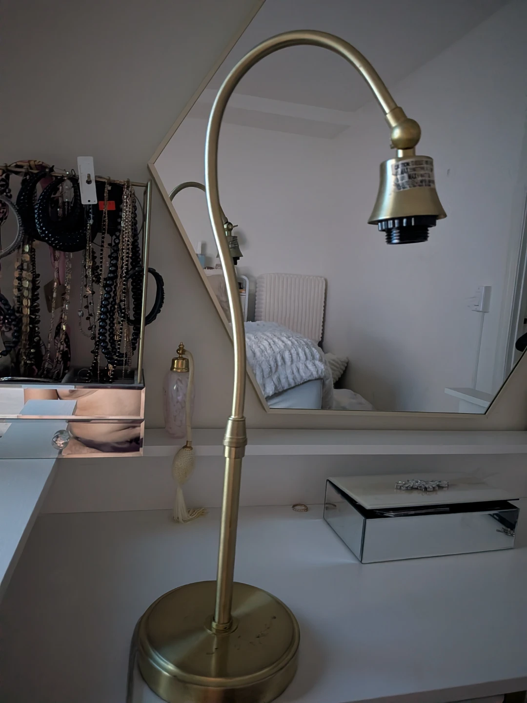 Brass Gooseneck Desk Lamp with USB Port