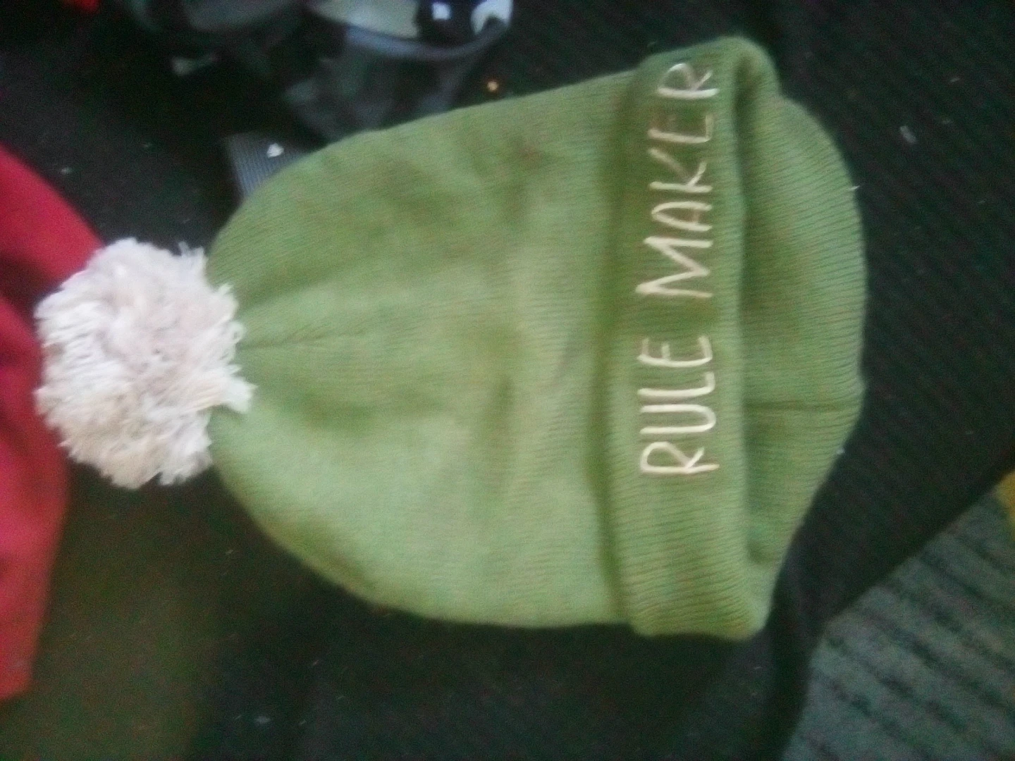Green Beanie Hat with "RULE MAKER" Embroidery - photo 2
