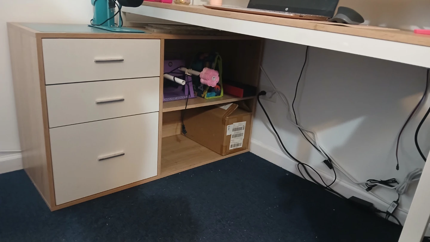 Wood and White Desk with Cabinet - photo 4