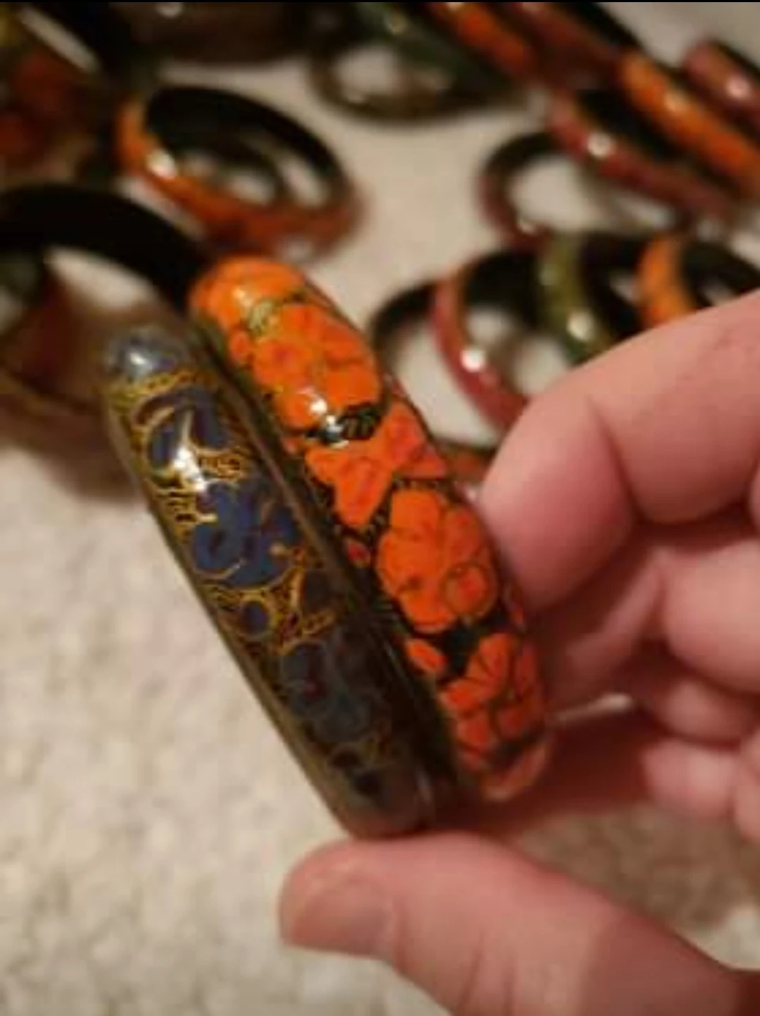 Hand-Painted Paper Mache Lacquer Bangles - photo 5