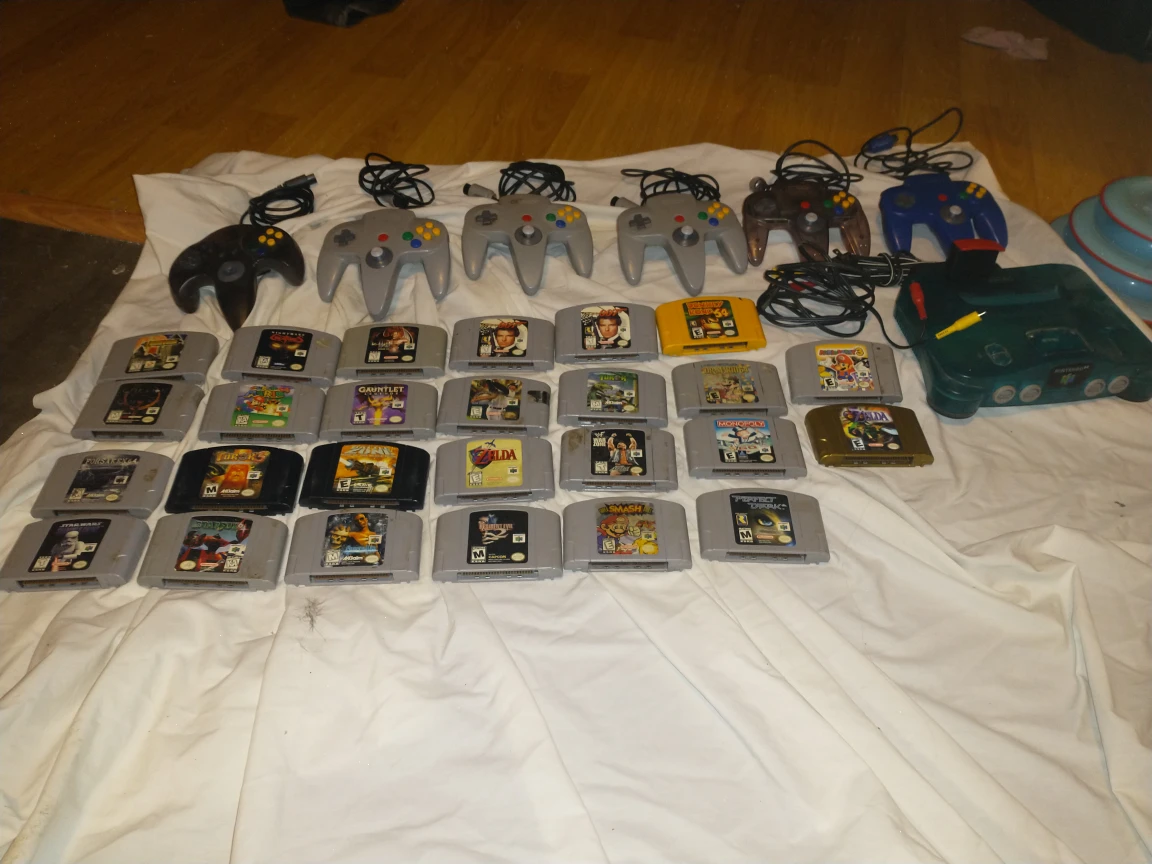 Nintendo 64 Console with Games and Controllers