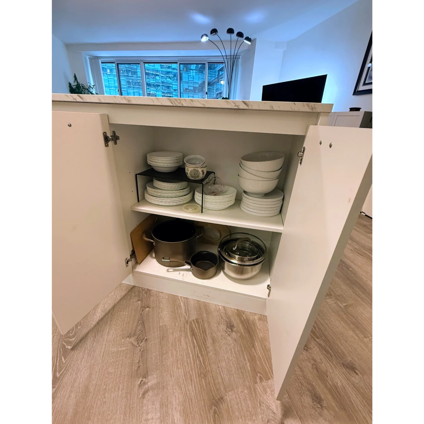 White Kitchen Island with  Storage