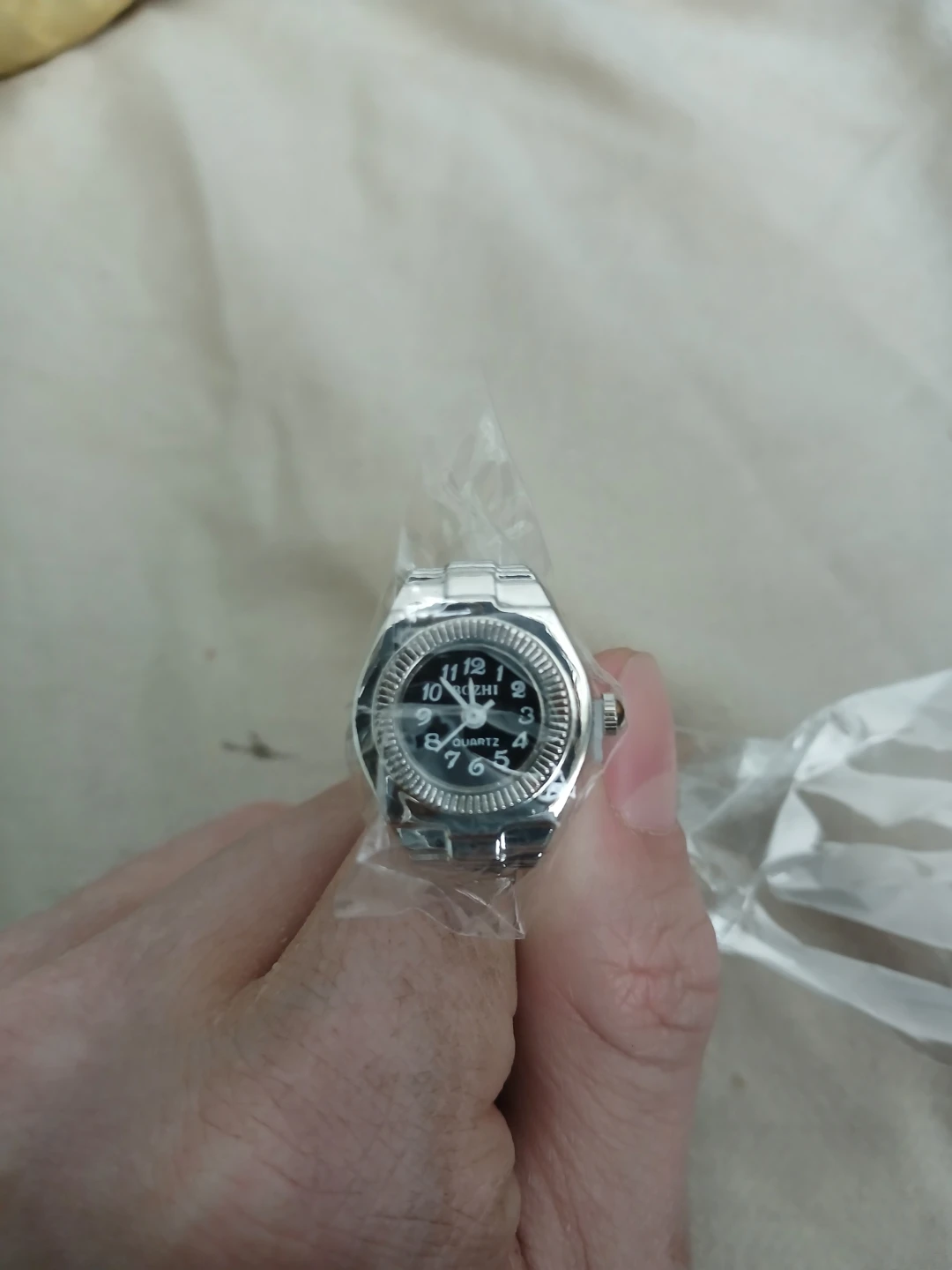 Silver Tone Quartz Ring Watch