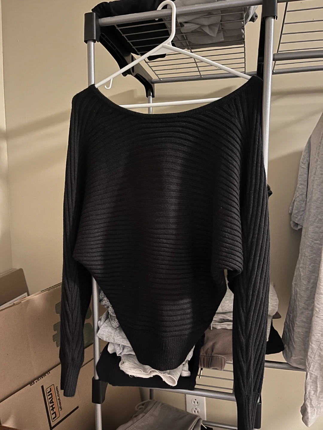 Black Ribbed V-Neck Sweater - photo 2