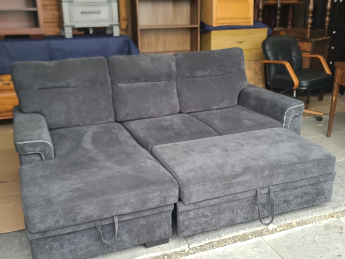 Dark Grey Sectional Sofa with Storage - photo 2