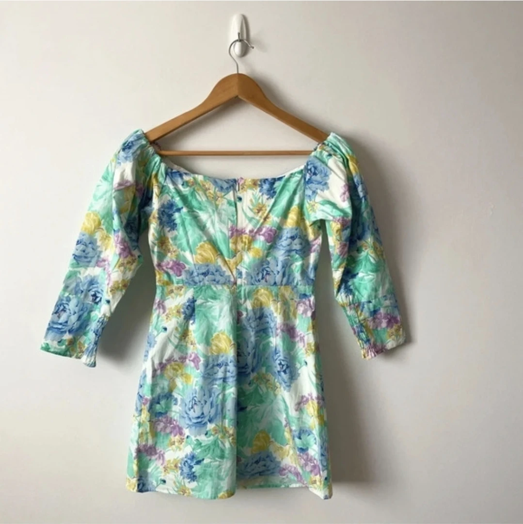 ZARA Floral Puff Sleeve Mini Dress - 100% cotton - photo 4