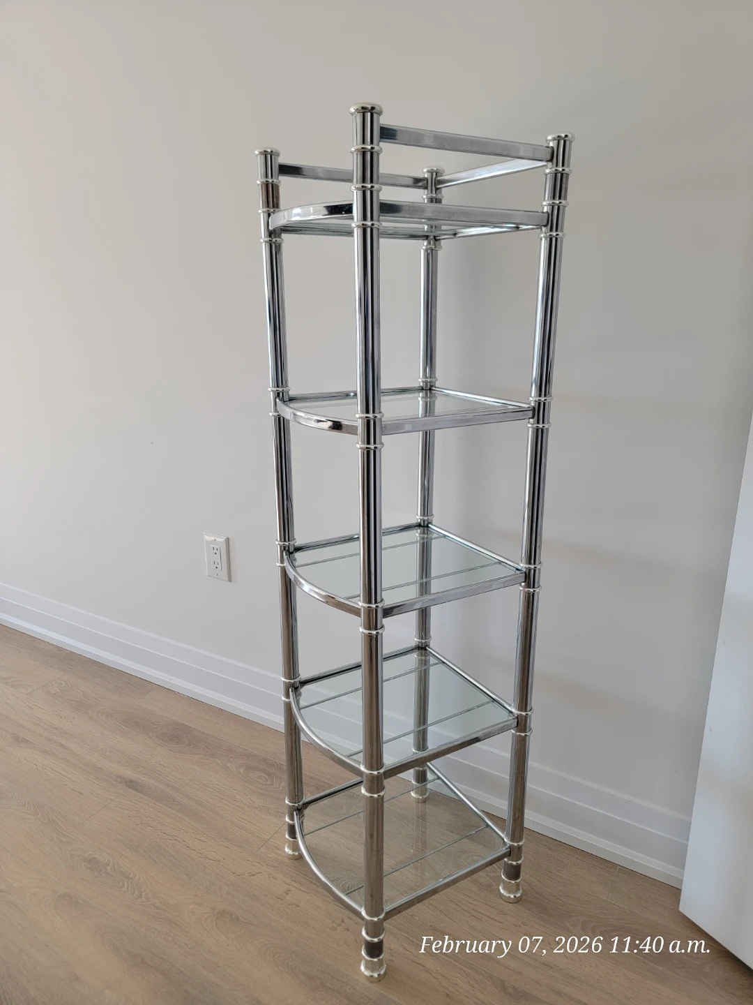 Chrome and Glass 5-Tier Shelf Unit - photo 3