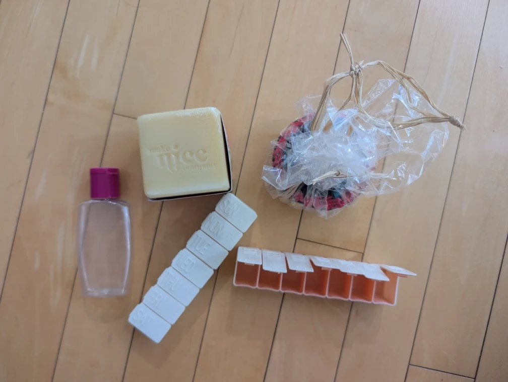 Soap, pill box, travel container, Moroccan pumice stone
