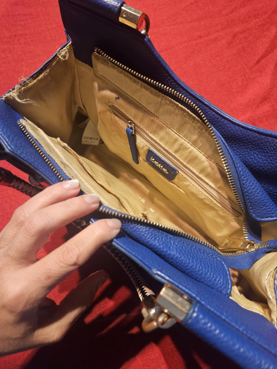 Bebe Blue Pebble Grain Faux Leather Handbag Purse - photo 2