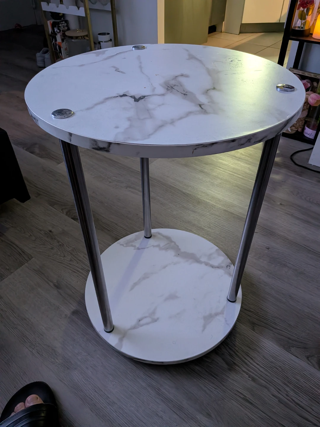 🥕 Round Marble Print Side Table with Metal Legs 🥕 - photo 2