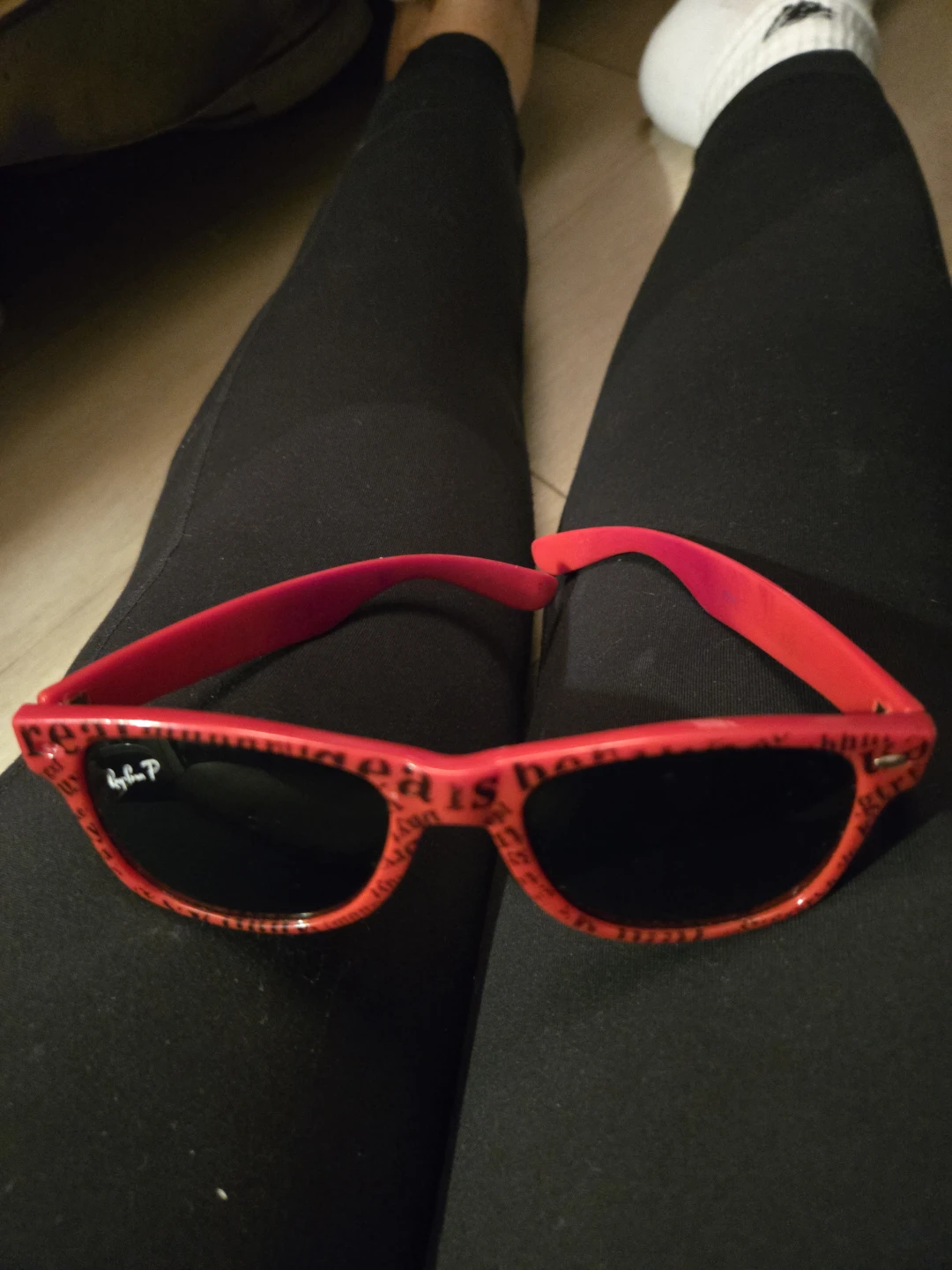 Ray-Ban Red Wayfarer Sunglasses with Graphic Print