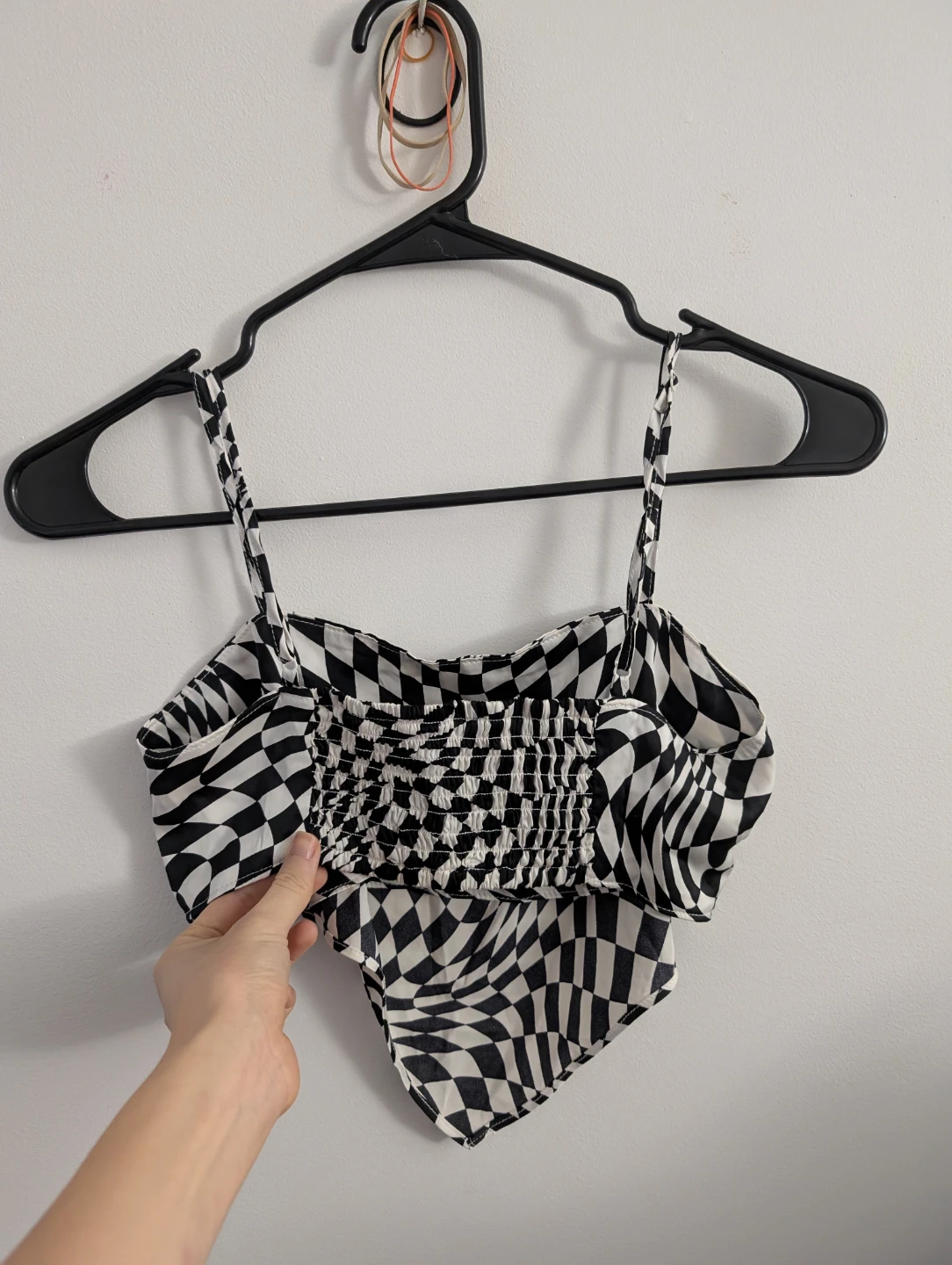 Black and White Checkerboard Crop Top Sexy Top Tank Top - photo 2