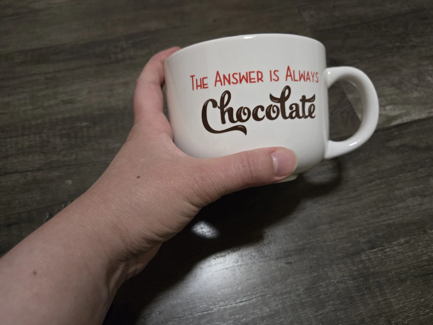 White "The Answer Is Always Chocolate" Mug - photo 3