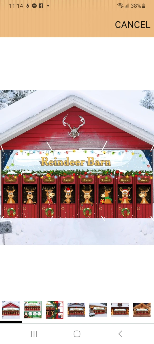 Reindeer Barn Christmas Photo Booth Prop Backdrop