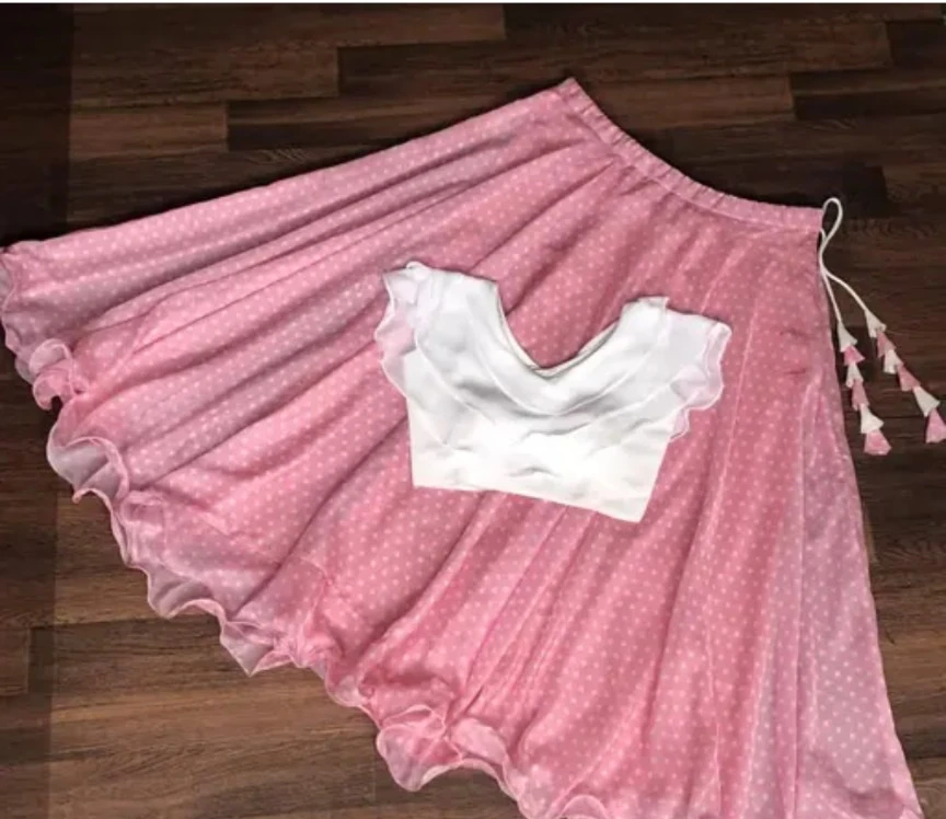 Pink Polka Dot Skirt and White Top Set - photo 3