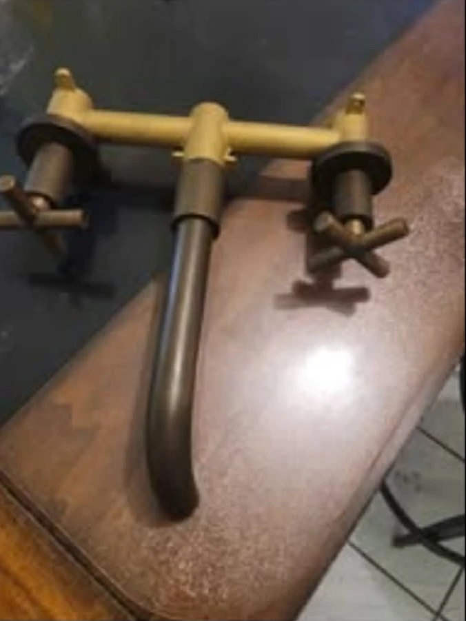 Brass Wall Mount Faucet with Cross Handles