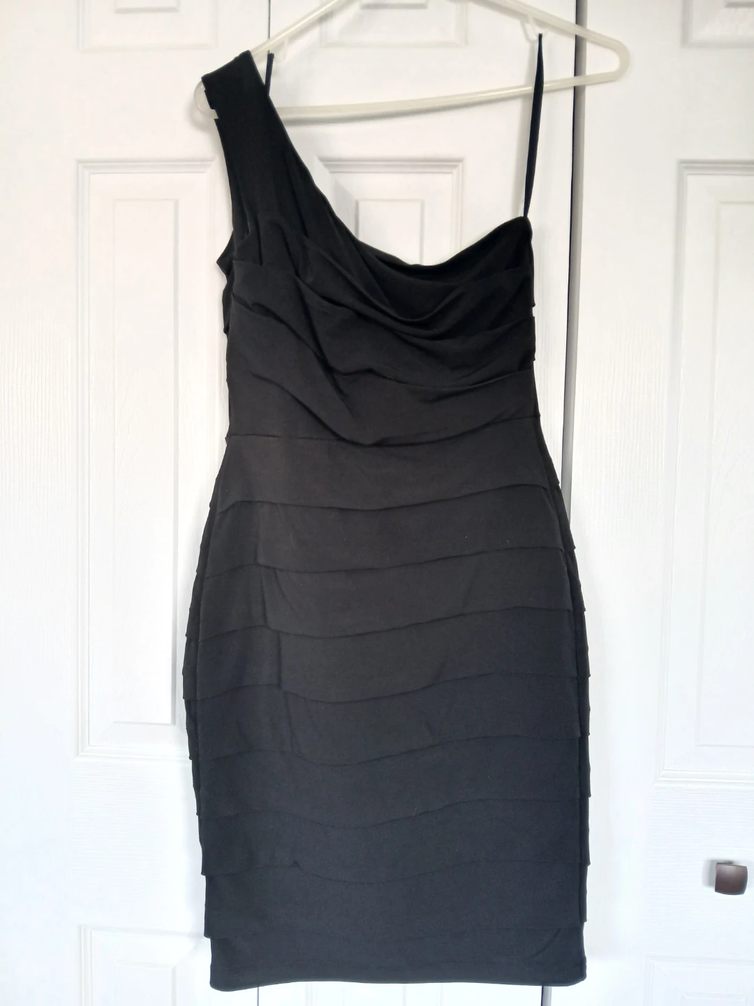 Valerie Bertinelli Black One-Shoulder Ruffle Dress Size 4